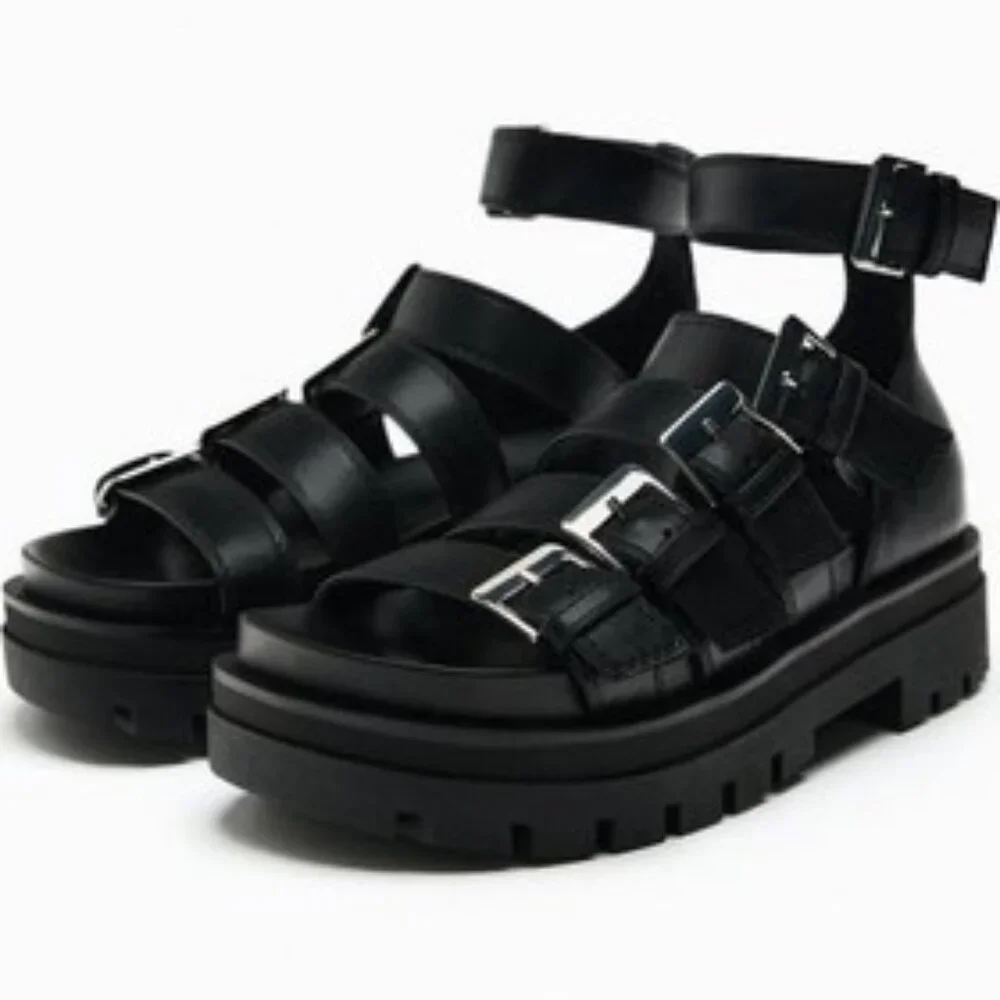 Zara Platform Cage Sandal With Buckles